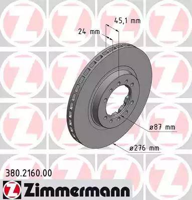 Zimmermann 380.2160.00 - Спирачен диск vvparts.bg