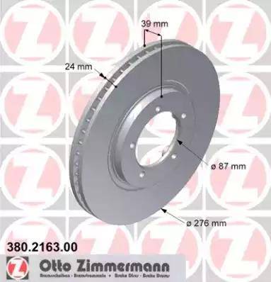 Zimmermann 380.2163.00 - Спирачен диск vvparts.bg