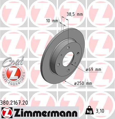 Zimmermann 380.2167.20 - Спирачен диск vvparts.bg