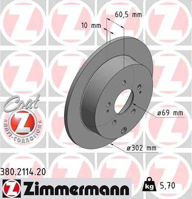 Zimmermann 380.2114.20 - Спирачен диск vvparts.bg