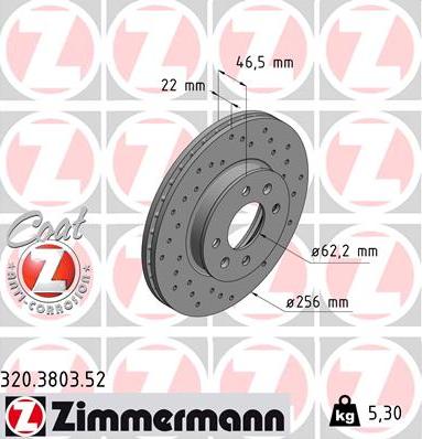 Zimmermann 320.3803.52 - Спирачен диск vvparts.bg