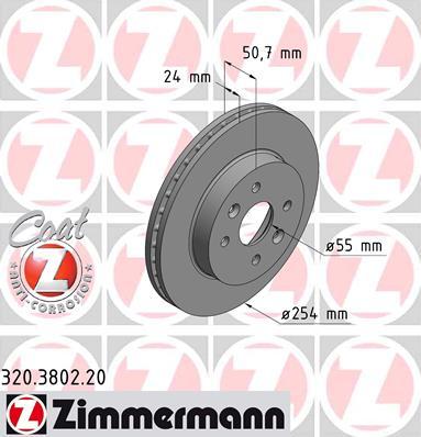 Zimmermann 320.3802.20 - Спирачен диск vvparts.bg