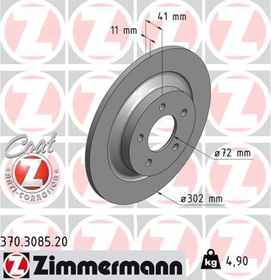 Zimmermann 370.3085.20 - Спирачен диск vvparts.bg