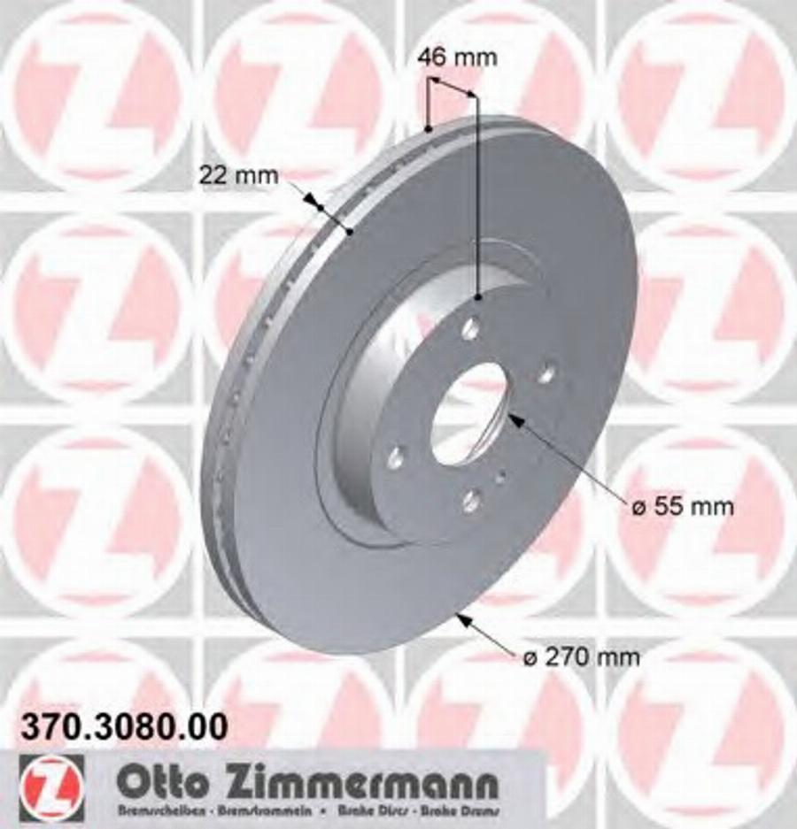 Zimmermann 370.3080.00 - Спирачен диск vvparts.bg