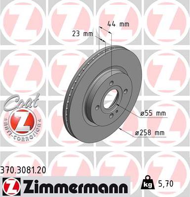 Zimmermann 370.3081.20 - Спирачен диск vvparts.bg