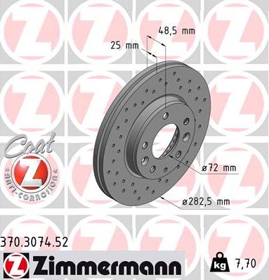 Zimmermann 370.3074.52 - Спирачен диск vvparts.bg