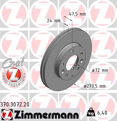 Zimmermann 370.3072.20 - Спирачен диск vvparts.bg