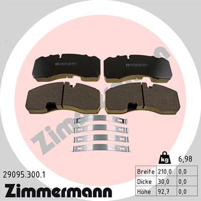 Zimmermann 29095.300.1 - Комплект спирачно феродо, дискови спирачки vvparts.bg