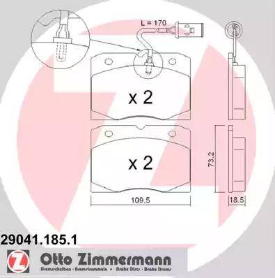 Zimmermann 29041.185.1 - Комплект спирачно феродо, дискови спирачки vvparts.bg