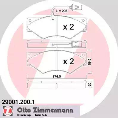 Zimmermann 29001.200.1 - Комплект спирачно феродо, дискови спирачки vvparts.bg