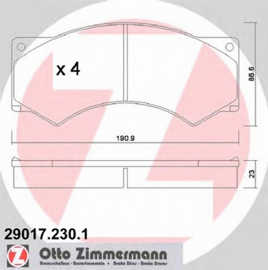 Zimmermann 29017.230.1 - Комплект спирачно феродо, дискови спирачки vvparts.bg