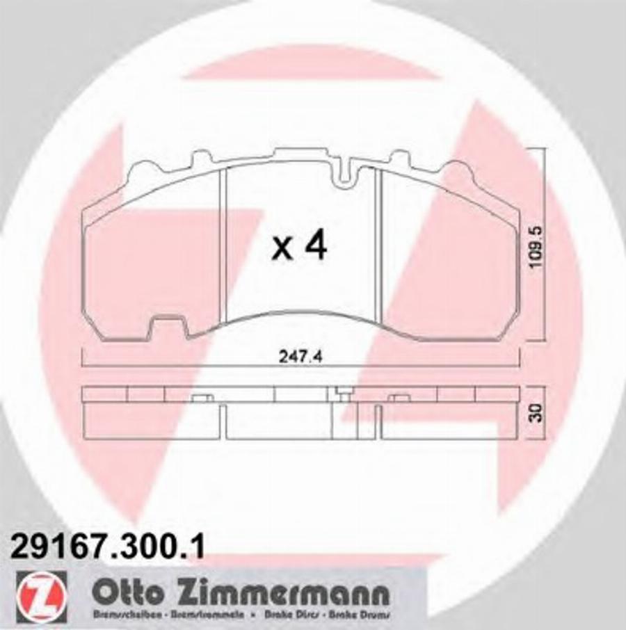 Zimmermann 291673001 - Комплект спирачно феродо, дискови спирачки vvparts.bg