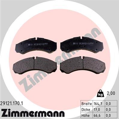 Zimmermann 29121.170.1 - Комплект спирачно феродо, дискови спирачки vvparts.bg