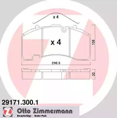 Zimmermann 29171.300.1 - Комплект спирачно феродо, дискови спирачки vvparts.bg