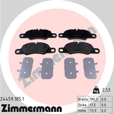 Zimmermann 24459.185.1 - Комплект спирачно феродо, дискови спирачки vvparts.bg
