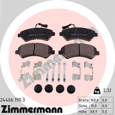 Zimmermann 24466.190.3 - Комплект спирачно феродо, дискови спирачки vvparts.bg