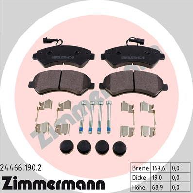 Zimmermann 24466.190.2 - Комплект спирачно феродо, дискови спирачки vvparts.bg