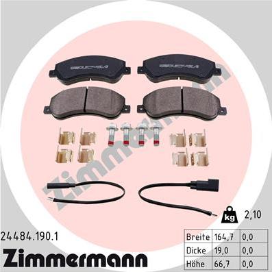 Zimmermann 24484.190.1 - Комплект спирачно феродо, дискови спирачки vvparts.bg