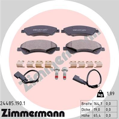 Zimmermann 24485.190.1 - Комплект спирачно феродо, дискови спирачки vvparts.bg