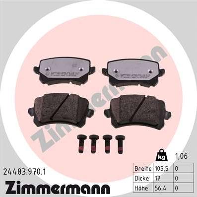 Zimmermann 24483.970.1 - Комплект спирачно феродо, дискови спирачки vvparts.bg