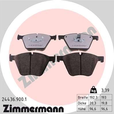 Zimmermann 24436.900.1 - Комплект спирачно феродо, дискови спирачки vvparts.bg