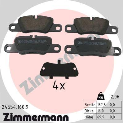 Zimmermann 24554.160.9 - Комплект спирачно феродо, дискови спирачки vvparts.bg