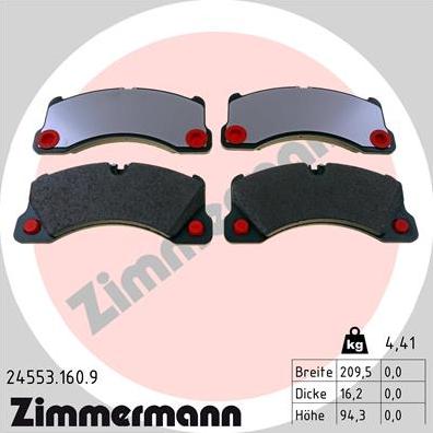 Zimmermann 24553.160.9 - Комплект спирачно феродо, дискови спирачки vvparts.bg