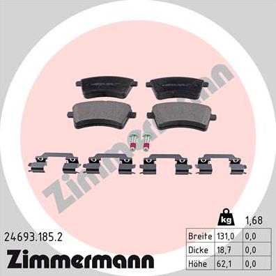 Zimmermann 24693.185.2 - Комплект спирачно феродо, дискови спирачки vvparts.bg