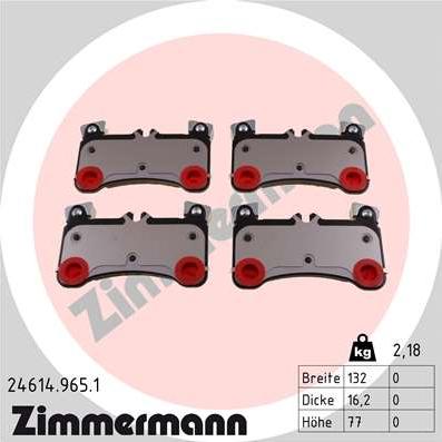 Zimmermann 24614.965.1 - Комплект спирачно феродо, дискови спирачки vvparts.bg