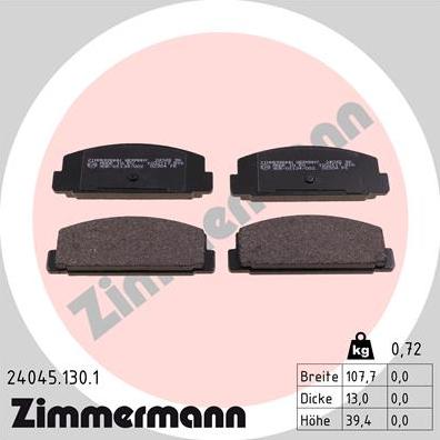 Zimmermann 24045.130.1 - Комплект спирачно феродо, дискови спирачки vvparts.bg