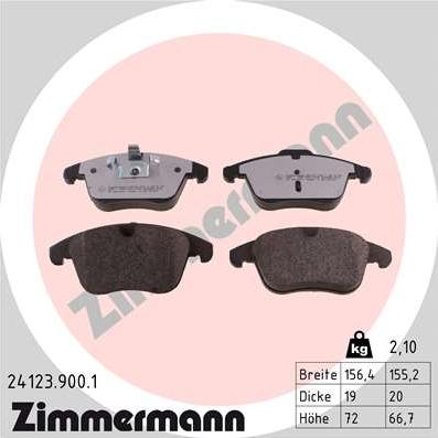 Zimmermann 24123.900.1 - Комплект спирачно феродо, дискови спирачки vvparts.bg