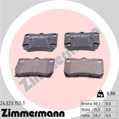 Zimmermann 24323.155.1 - Комплект спирачно феродо, дискови спирачки vvparts.bg