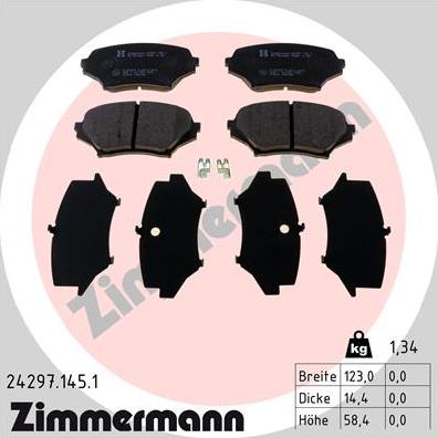 Zimmermann 24297.145.1 - Комплект спирачно феродо, дискови спирачки vvparts.bg