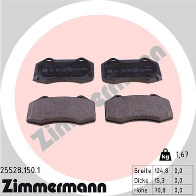 Zimmermann 25528.150.1 - Комплект спирачно феродо, дискови спирачки vvparts.bg