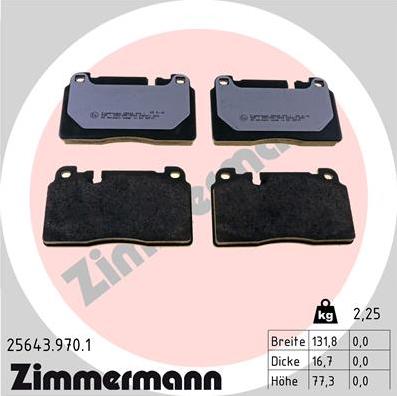 Zimmermann 25643.970.1 - Комплект спирачно феродо, дискови спирачки vvparts.bg