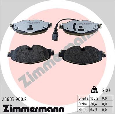 Zimmermann 25683.900.2 - Комплект спирачно феродо, дискови спирачки vvparts.bg