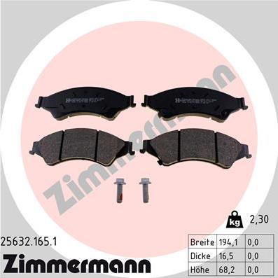 Zimmermann 25632.165.1 - Комплект спирачно феродо, дискови спирачки vvparts.bg