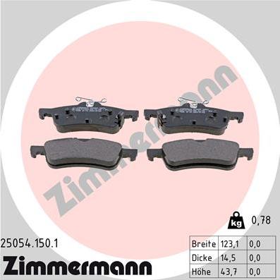 Zimmermann 25054.150.1 - Комплект спирачно феродо, дискови спирачки vvparts.bg