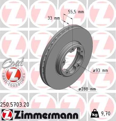 Zimmermann 250.5703.20 - Спирачен диск vvparts.bg