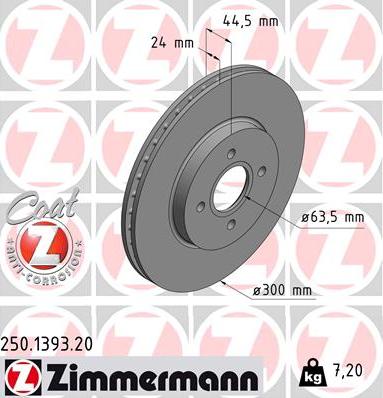 Zimmermann 250.1393.20 - Спирачен диск vvparts.bg