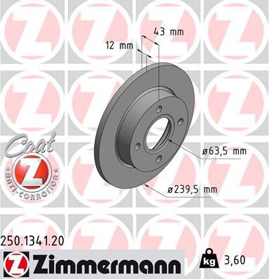 Zimmermann 250.1341.20 - Спирачен диск vvparts.bg