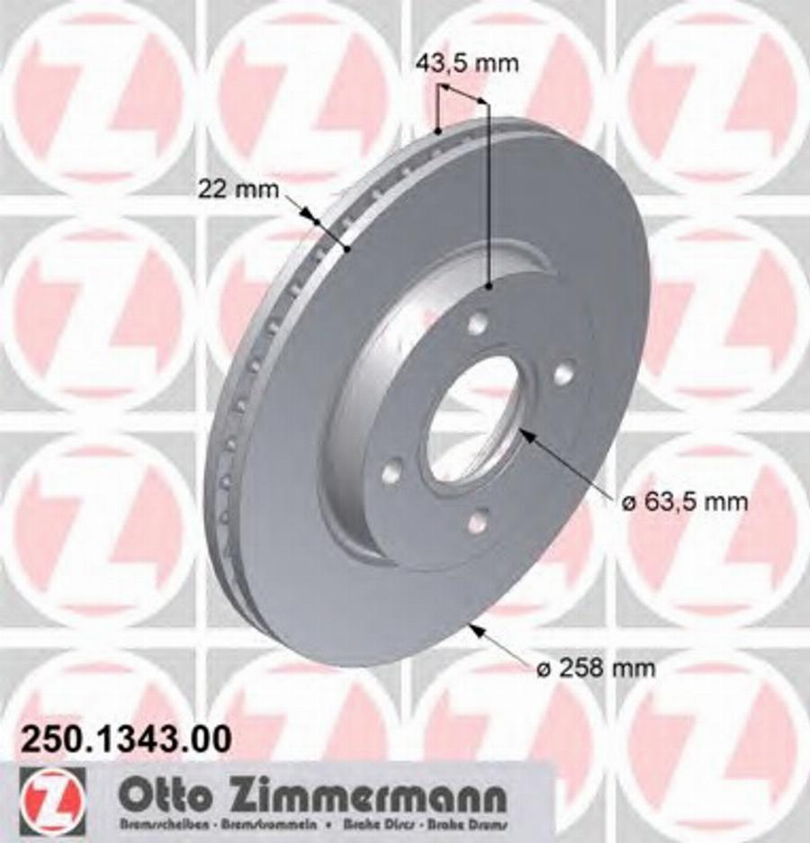 Zimmermann 250 1343 00 - Спирачен диск vvparts.bg