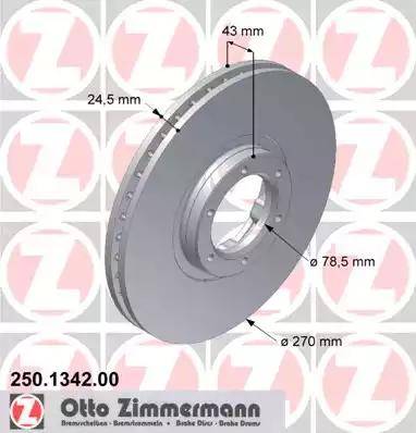 Zimmermann 250.1342.00 - Спирачен диск vvparts.bg