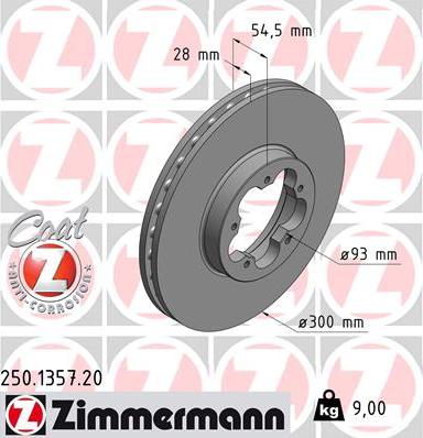 Zimmermann 250.1357.20 - Спирачен диск vvparts.bg