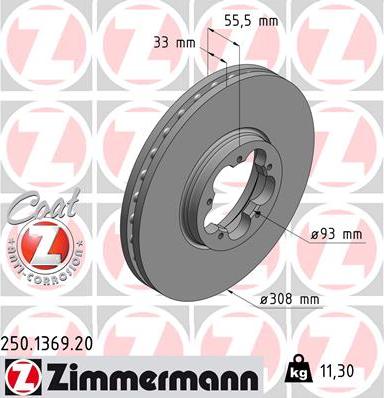 Zimmermann 250.1369.20 - Спирачен диск vvparts.bg