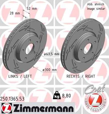 Zimmermann 250.1365.53 - Спирачен диск vvparts.bg