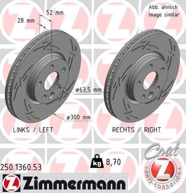 Zimmermann 250.1360.53 - Спирачен диск vvparts.bg