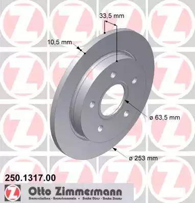 Zimmermann 250.1317.00 - Спирачен диск vvparts.bg