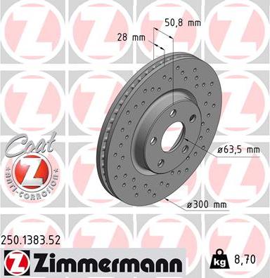 Zimmermann 250.1383.52 - Спирачен диск vvparts.bg