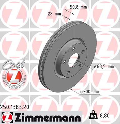 Zimmermann 250.1383.20 - Спирачен диск vvparts.bg